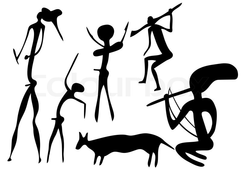 800x566 Primitive Figures Looks Like Cave Stock Vector Colourbox