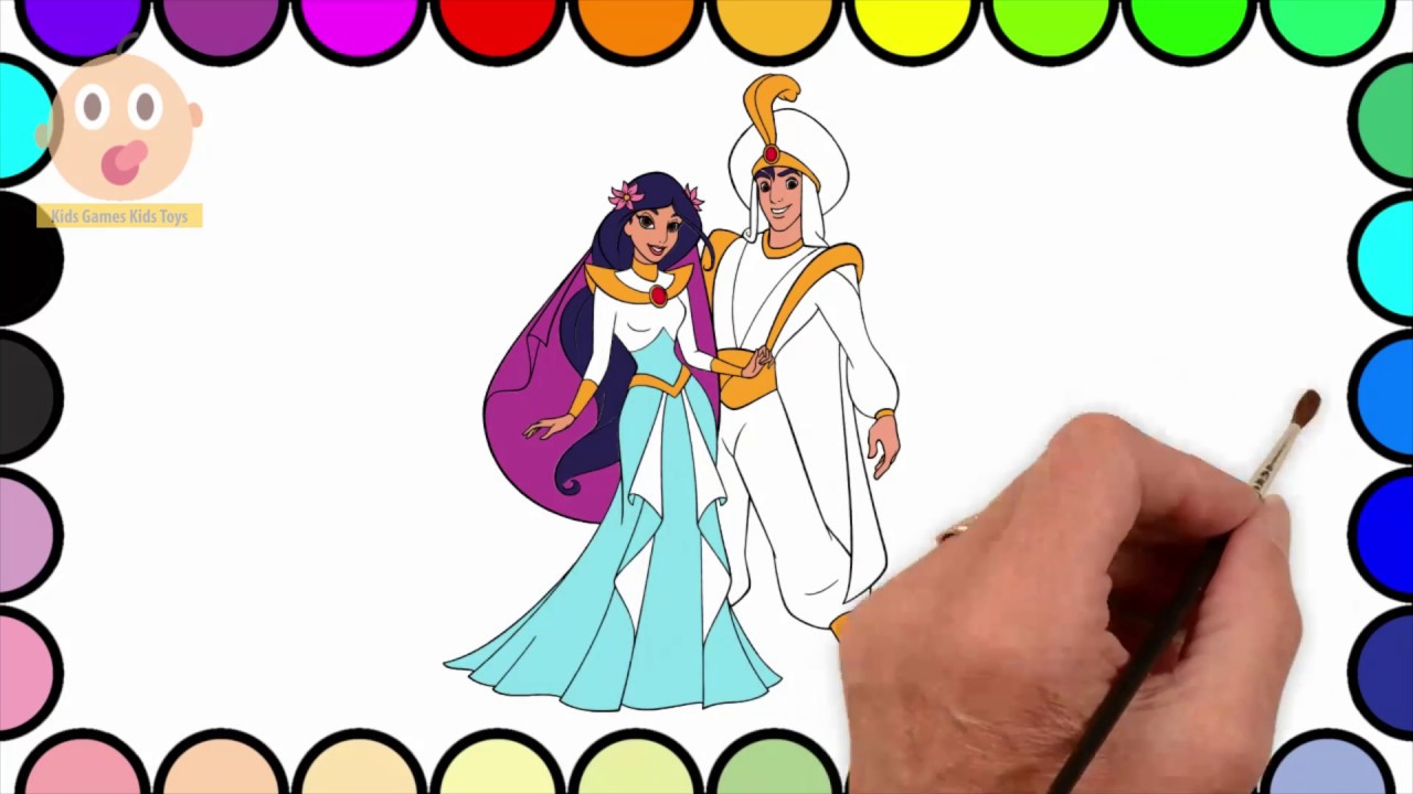 1280x720 How To Draw And Color Jasmine Princess And Prince