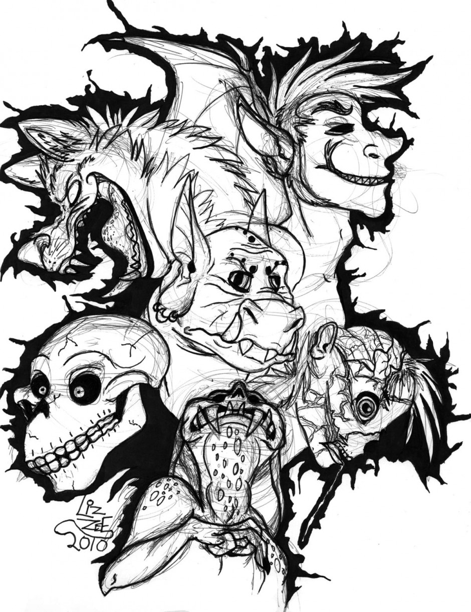940x1222 Singer Drawing Scary Halloween Monster For Free Download