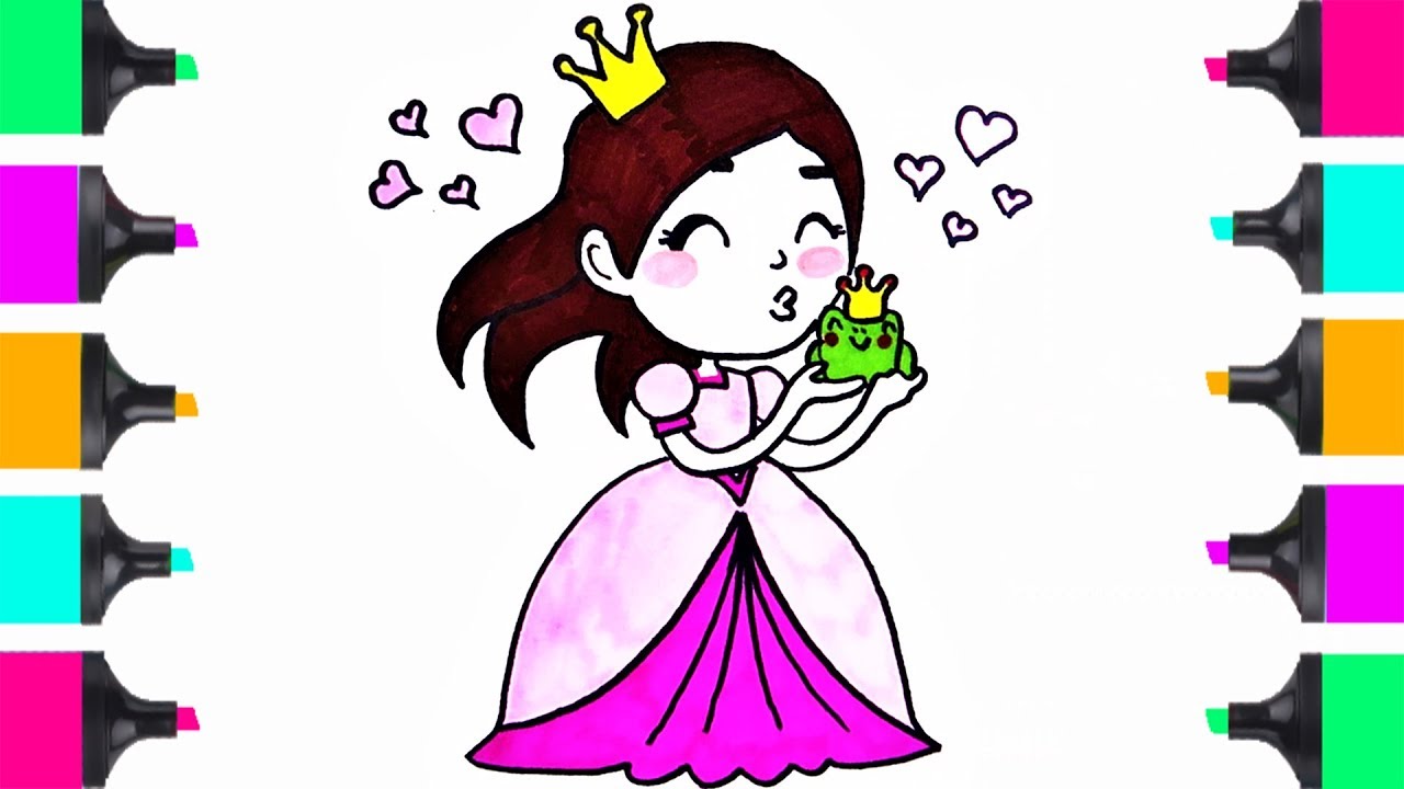 1280x720 How To Draw Princess Kissing Frog Prince Icecream Vegetables