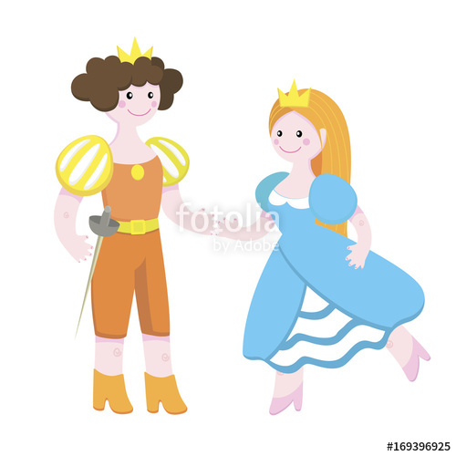 500x500 Vector Illustration Of A Prince And A Princess Cute Simple