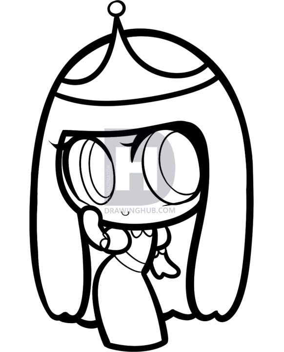 582x720 How To Draw Chibi Princess Bubblegum, Adventure Time, Step