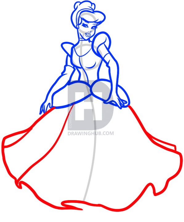 597x720 How To Draw Cinderella, Step
