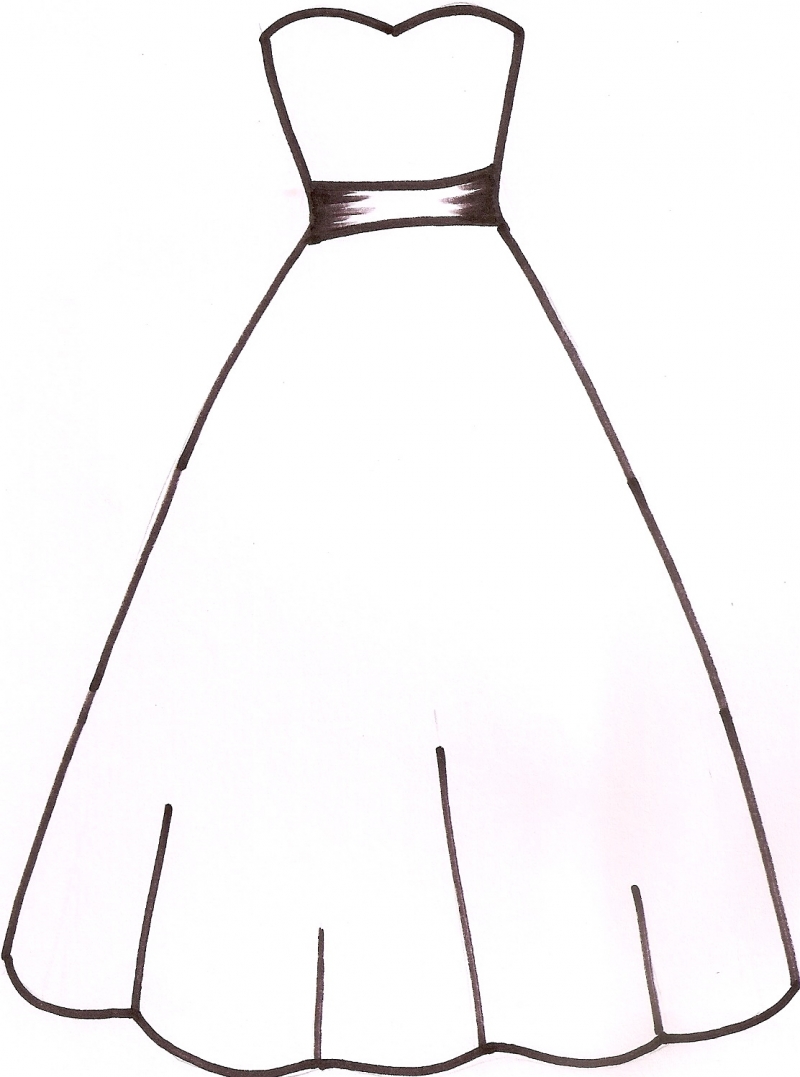 800x1077 Princess Dress Clipart Black And White