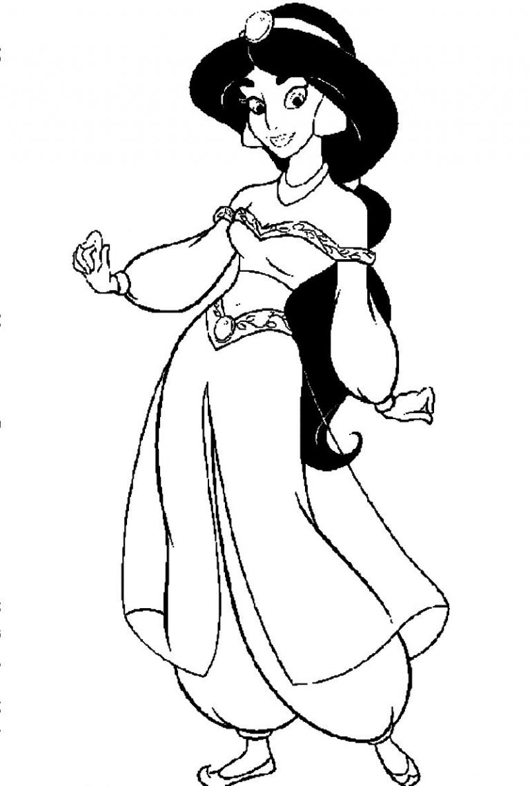 768x1140 Awesome Princess Jasmine Coloring Book Image