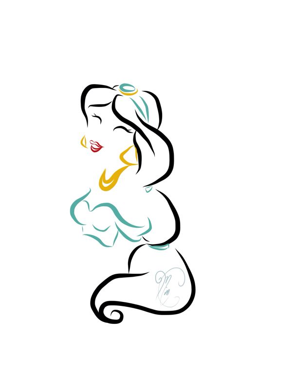 600x800 Princess Jasmine Silhouette Tattoo