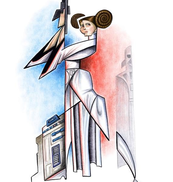 570x600 Princess Leia Star Wars Pop Surrealism Lowbrow Cubism
