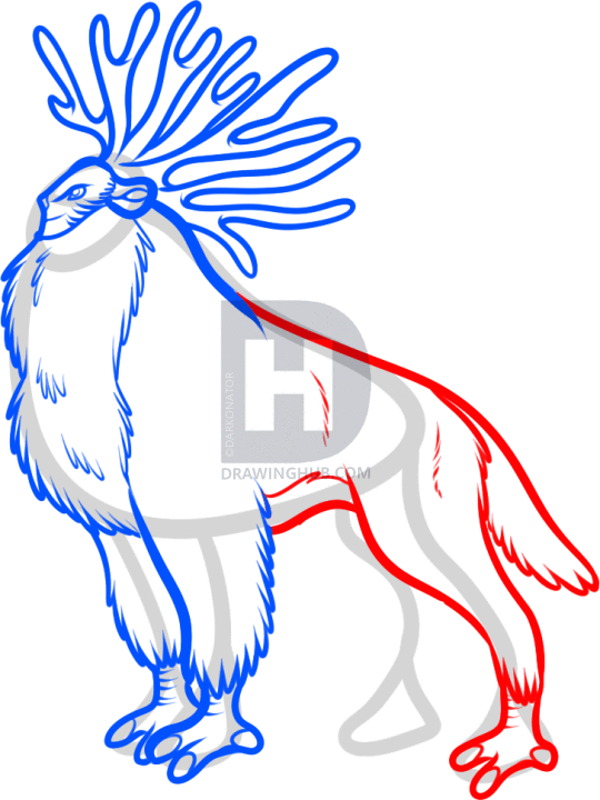 540x720 how to draw the deer god, forest spirit, princess mononoke, step