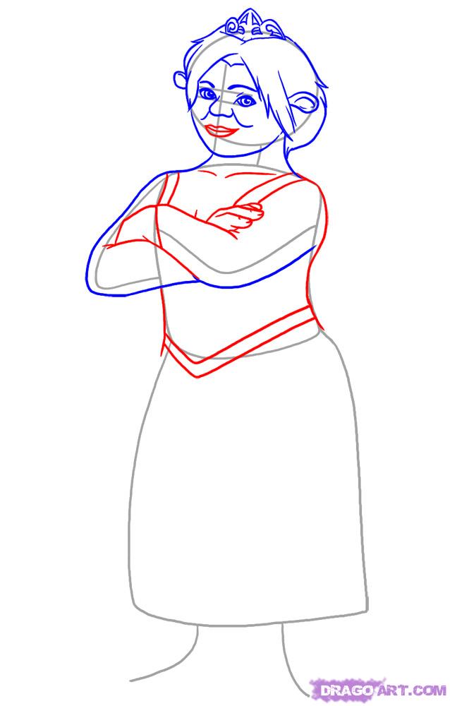 638x1000 How To Draw The Princess Fiona With A Pencil Step