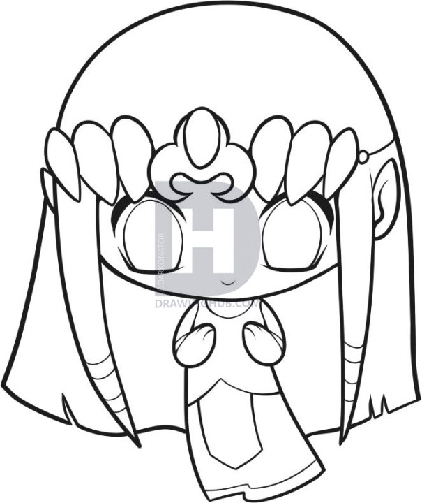 605x720 How To Draw Chibi Zelda, Step