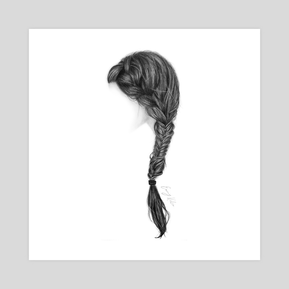 920x920 side braid drawing, an art print