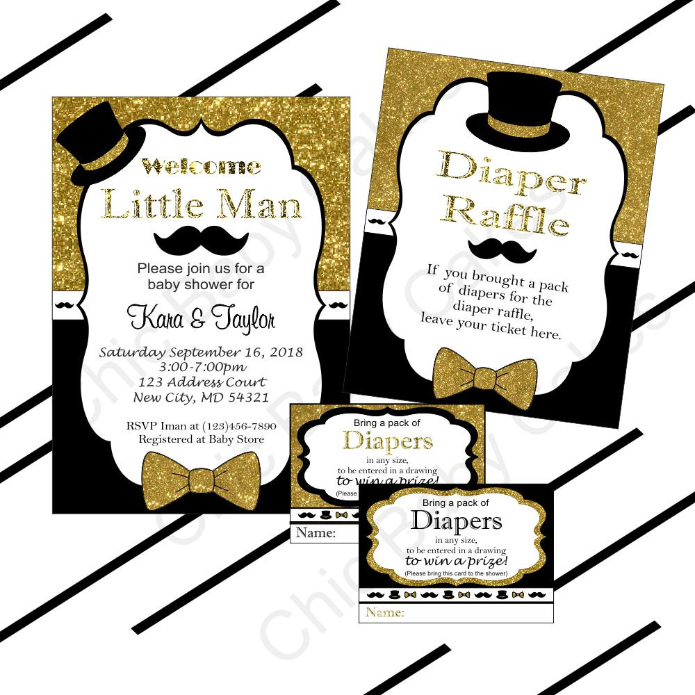 1000x1000 Printable Little Man Baby Shower Invitation Diaper Raffle Etsy