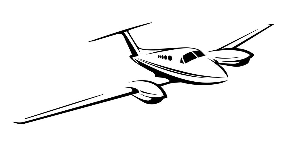 972x490 Small Private Twin Engine Airplane Vector Illustration