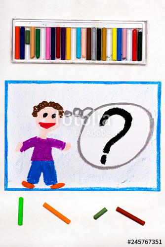 334x500 Colorful Drawing A Smiling Man And Big Question Mark Next To Him