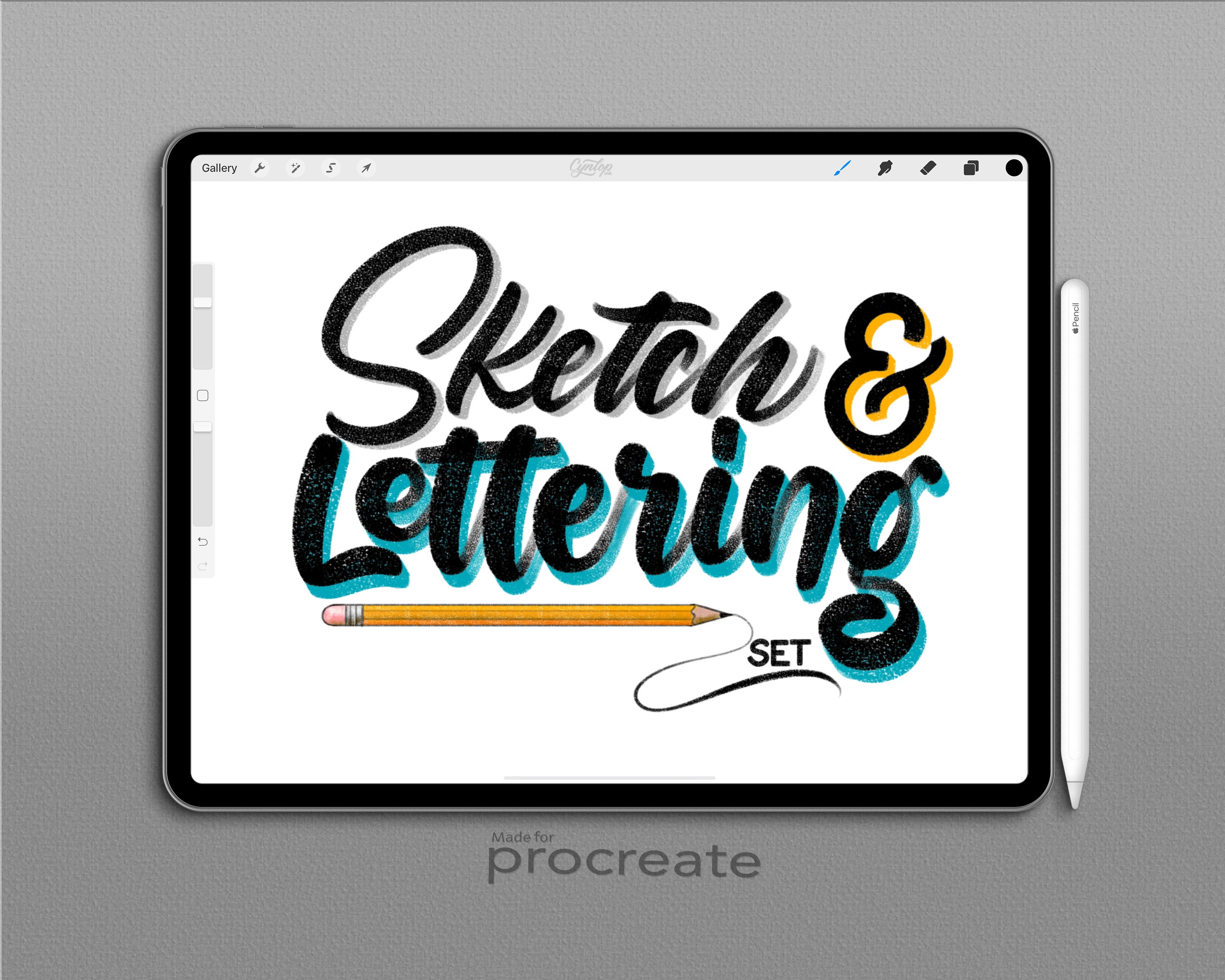 2812x2249 Procreate Sketch Lettering Pencil Brush Set