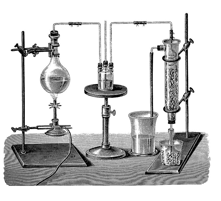 900x818 Vintage Engraving, Sulfur Dioxide Production Drawing