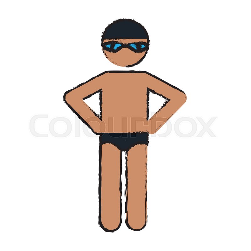 800x800 Drawing Sport Swimmer Professional Cap Stock Vector Colourbox