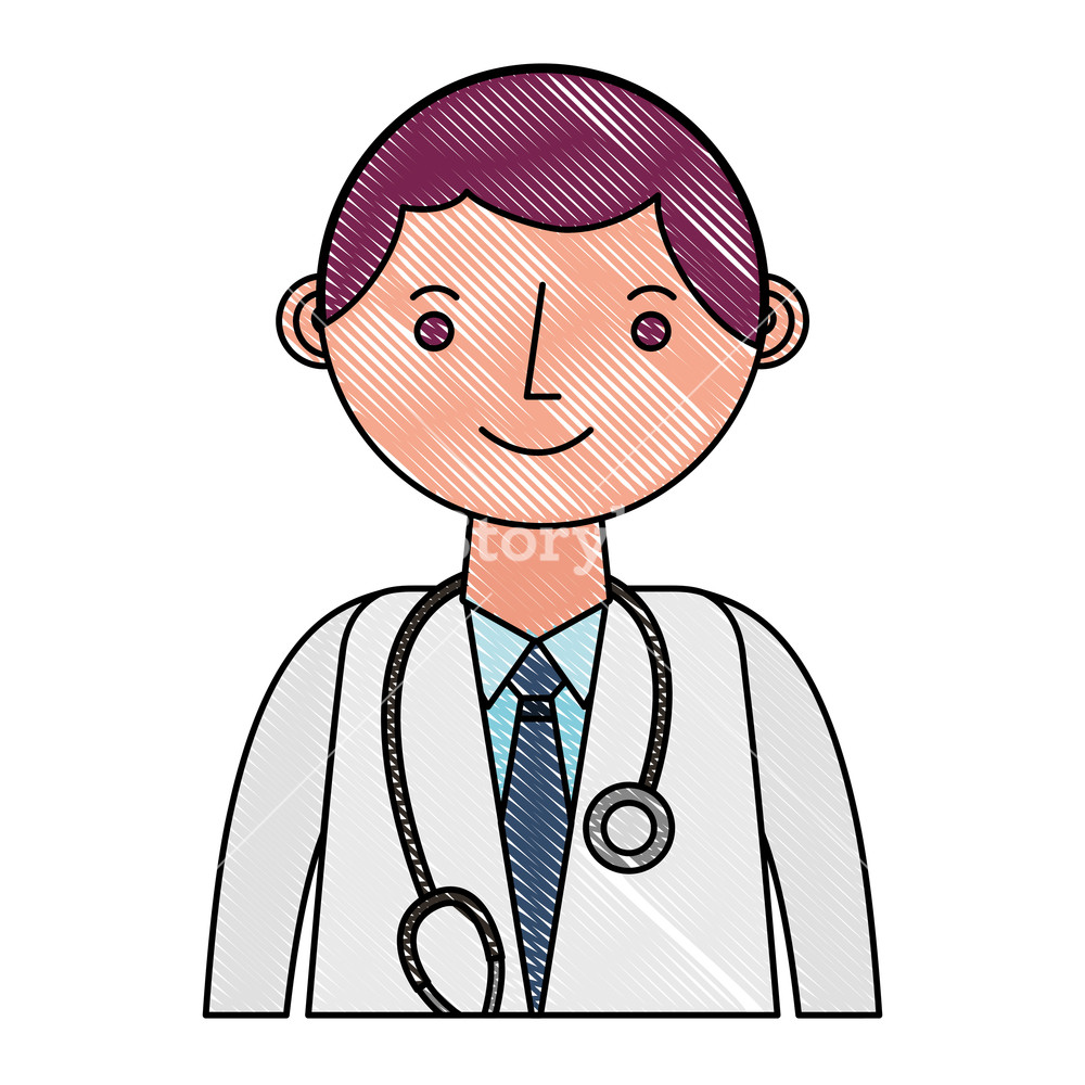1000x1000 Doctor Professional With Stethoscope In Coat Portrait Vector