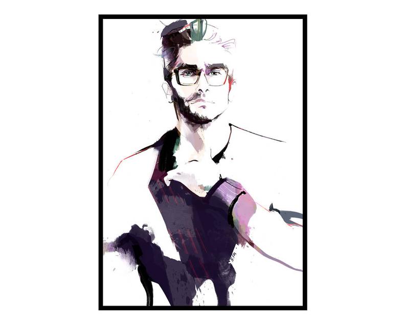 794x635 Nerdy Fashion Art Print Fashion Illustration Man Etsy