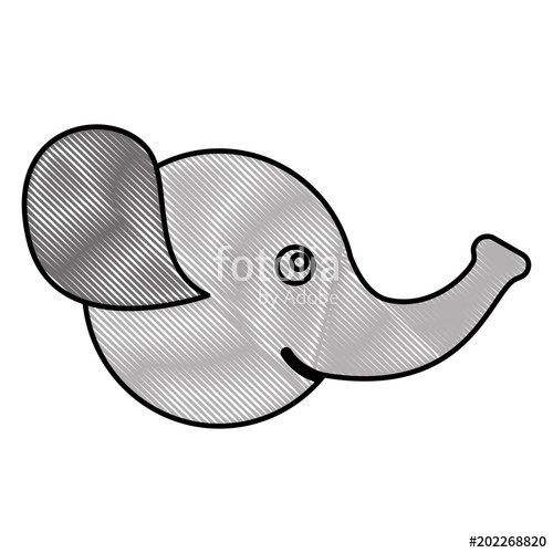 500x500 Cute Head Baby Elephant Profile Vector Illustration Drawing Stock