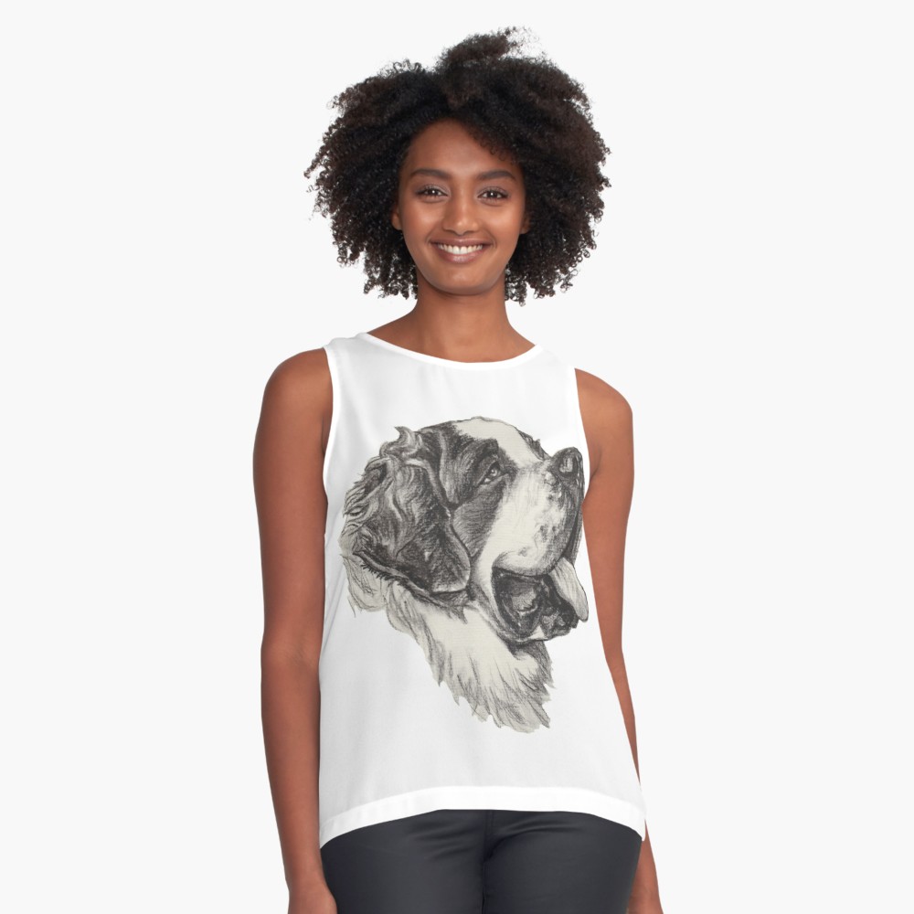 1000x1000 Saint Bernard Dog Portrait Sleeveless Top
