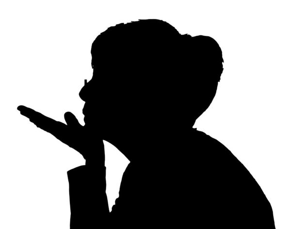 600x472 Side Profile Portrait Silhouette Of Elderly Lady Blowing Kiss Art