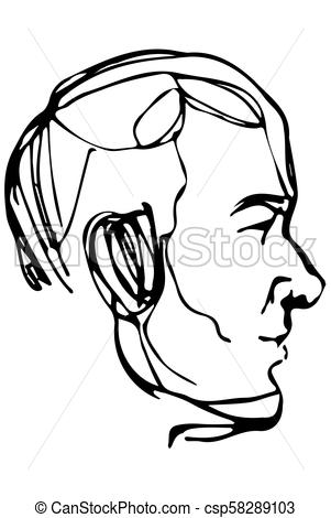 301x470 Black And White Vector Sketch Portrait Profile Of An Elderly Man