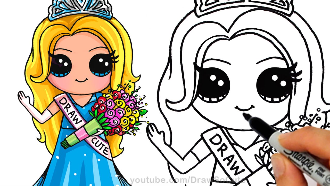 1280x720 How To Draw A Pretty Girl With Crown And Beautiful Dress Cute Step