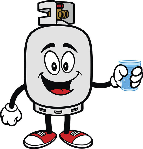 599x623 propane tank with a cup of water art print