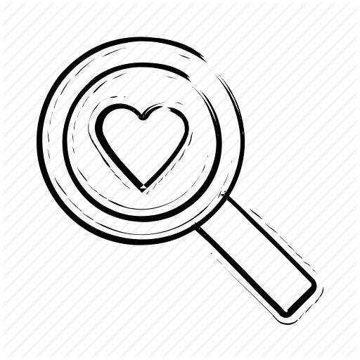 512x512 dating concept, find partner, heart, love symbol, magnifier