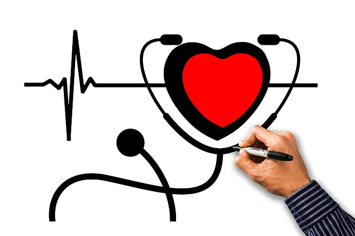 728x485 royalty free photo person drawing stethoscope with heart, bless