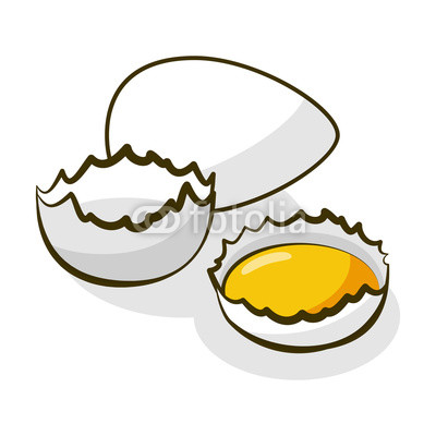400x400 eggs yolk in broken eggshell and protein hand drawing