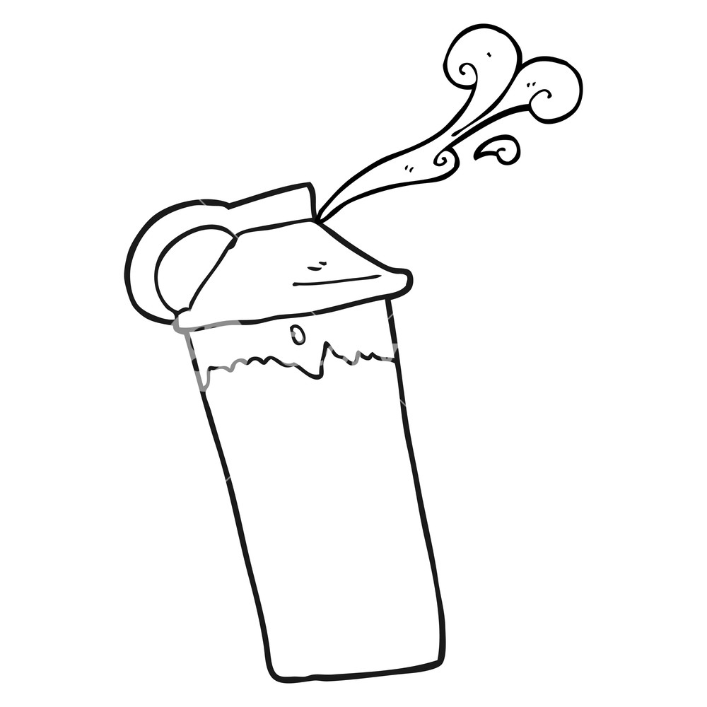 1000x1000 Freehand Drawn Black And White Cartoon Protein Shake Royalty Free