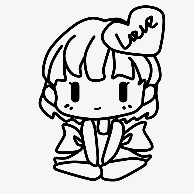 650x651 Hand Drawn Line Drawing Love Girl Illustration Image