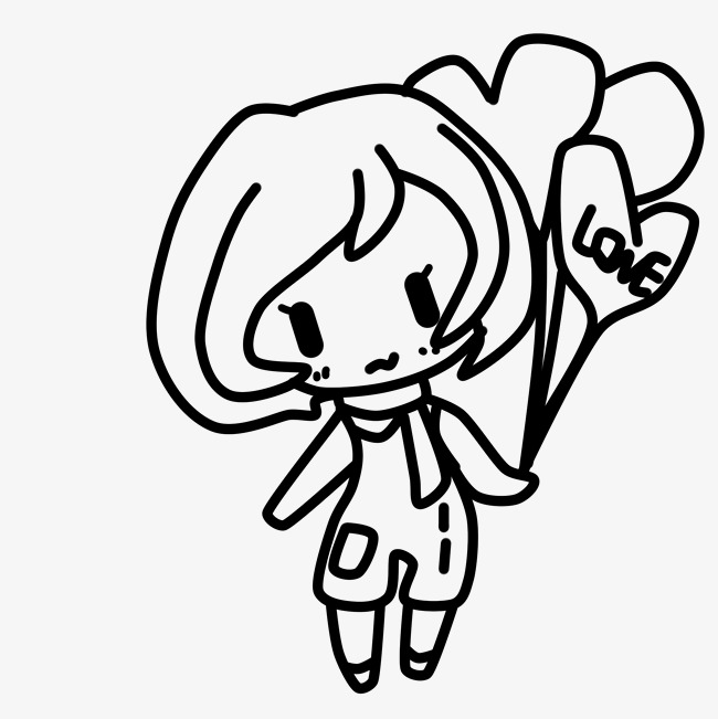 650x651 Red Cartoon Line Drawing Love Illustration Image