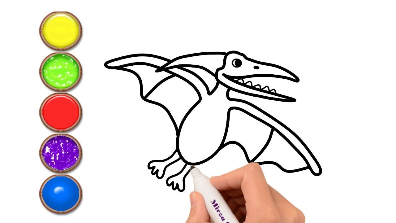 1280x720 glitter pteranodon dinosaur drawing and coloring pages