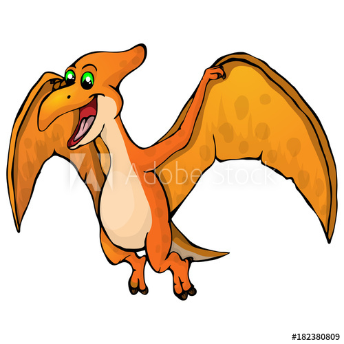 500x500 Funny Cute Pterodactyl Vector Illustration