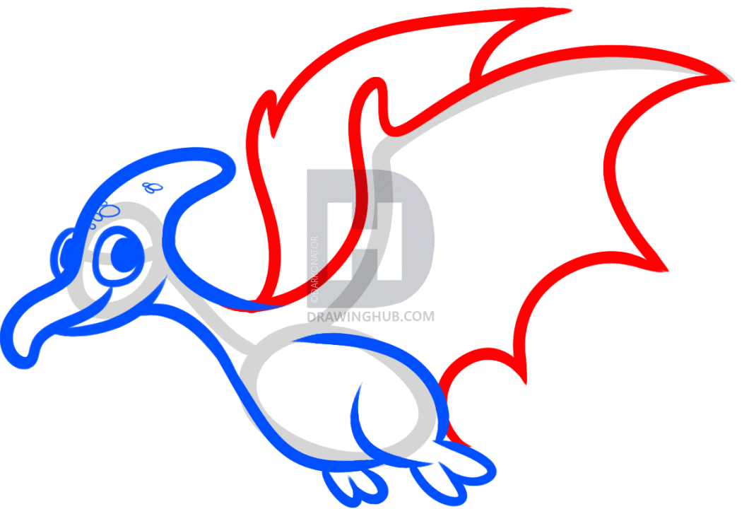 1060x720 How To Draw A Pterodactyl For Kids, Step