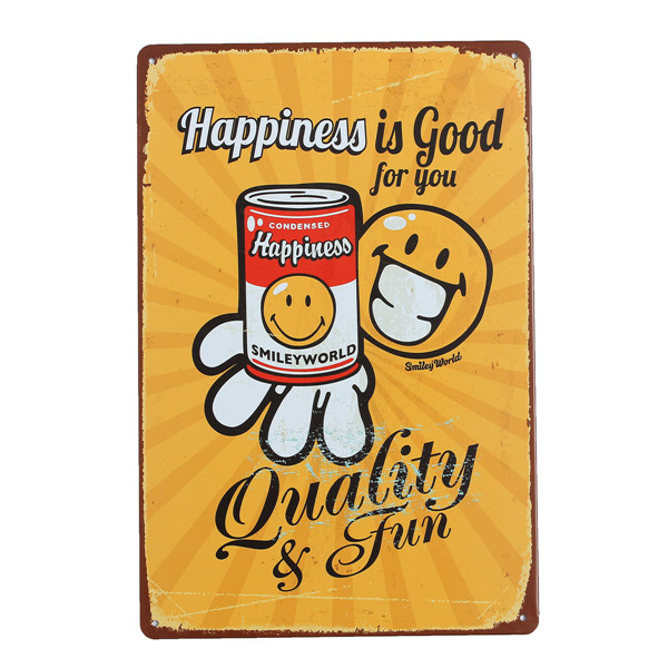 600x600 Happiness Sheet Metal Drawing Metal Painting Tin Shop Pub Wall