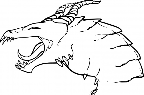 615x405 Dragon Lineart Drawing Free Stock Photo