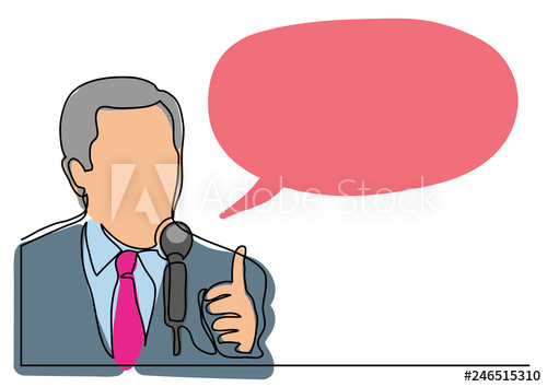 500x354 Continuous Line Drawing Of Business Coach Speaking With Microphone