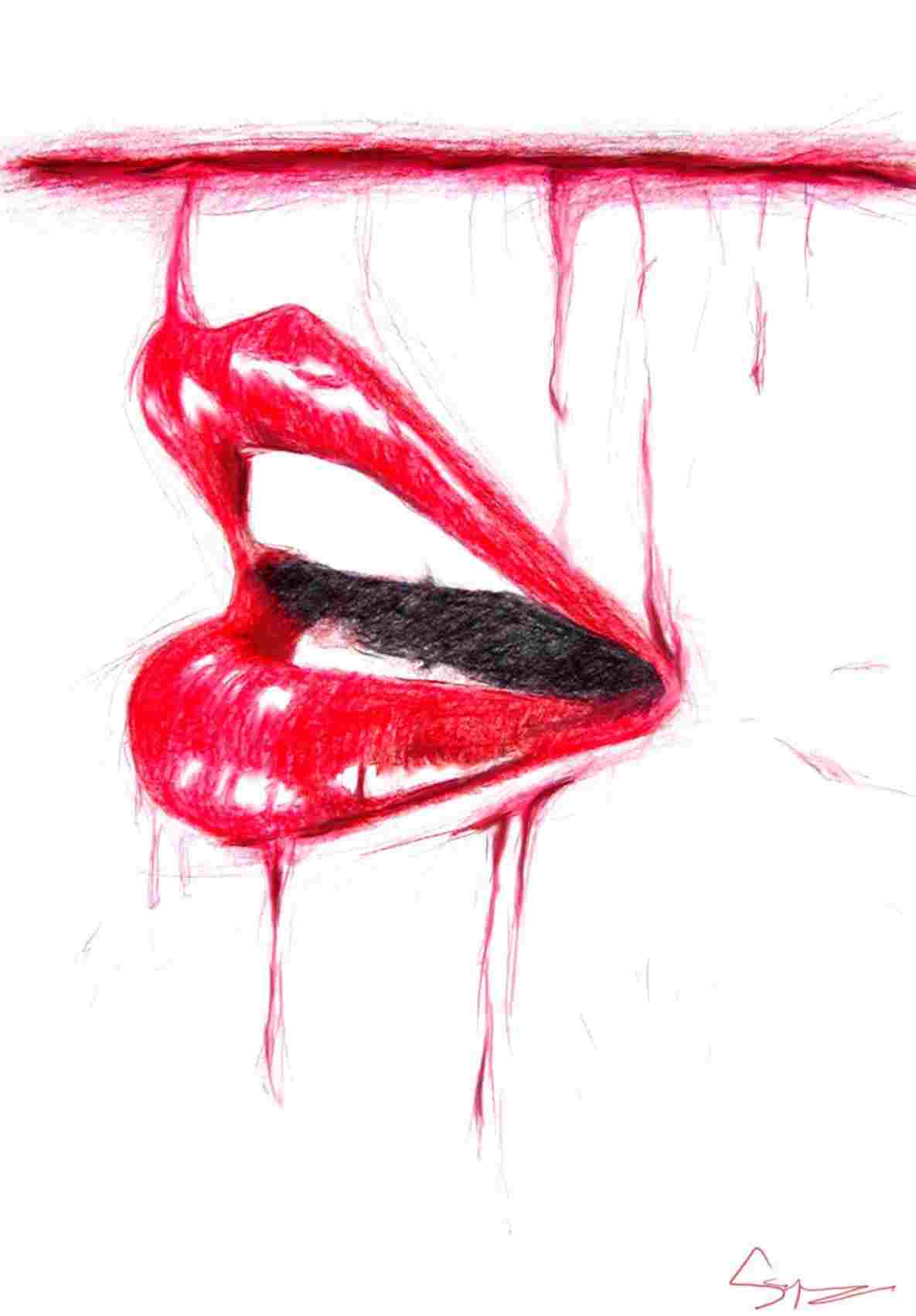 1185x1703 how to draw kissy lips step