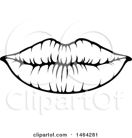 450x470 Clipart Of Sketched Black And Pink Feminine Lips