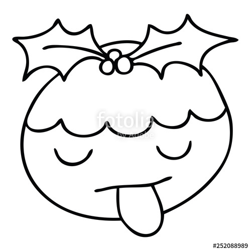 500x500 Quirky Line Drawing Cartoon Christmas Pudding Stock Image