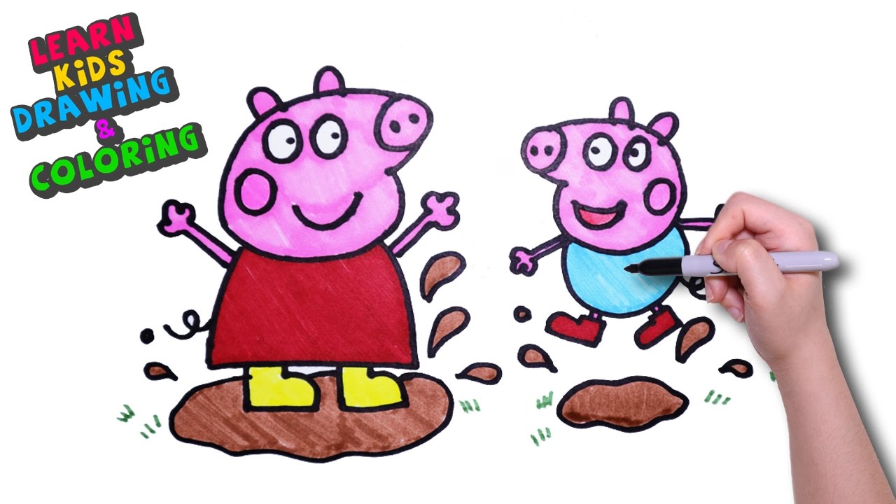 1280x720 peppa pig learn kids drawing coloring peppa pig playing