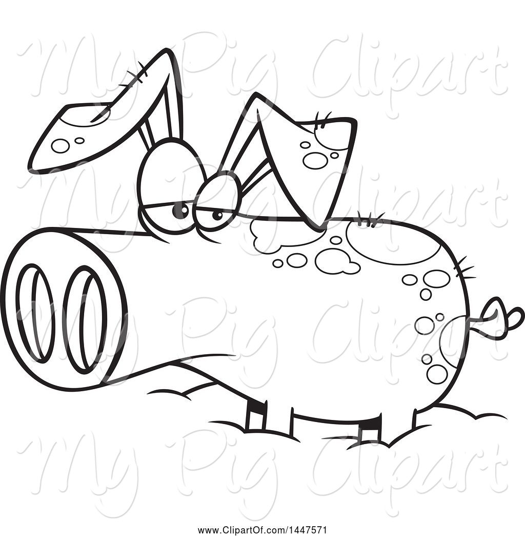 1024x1044 Swine Clipart Of Cartoon Black And White Lineart Pig In A Mud