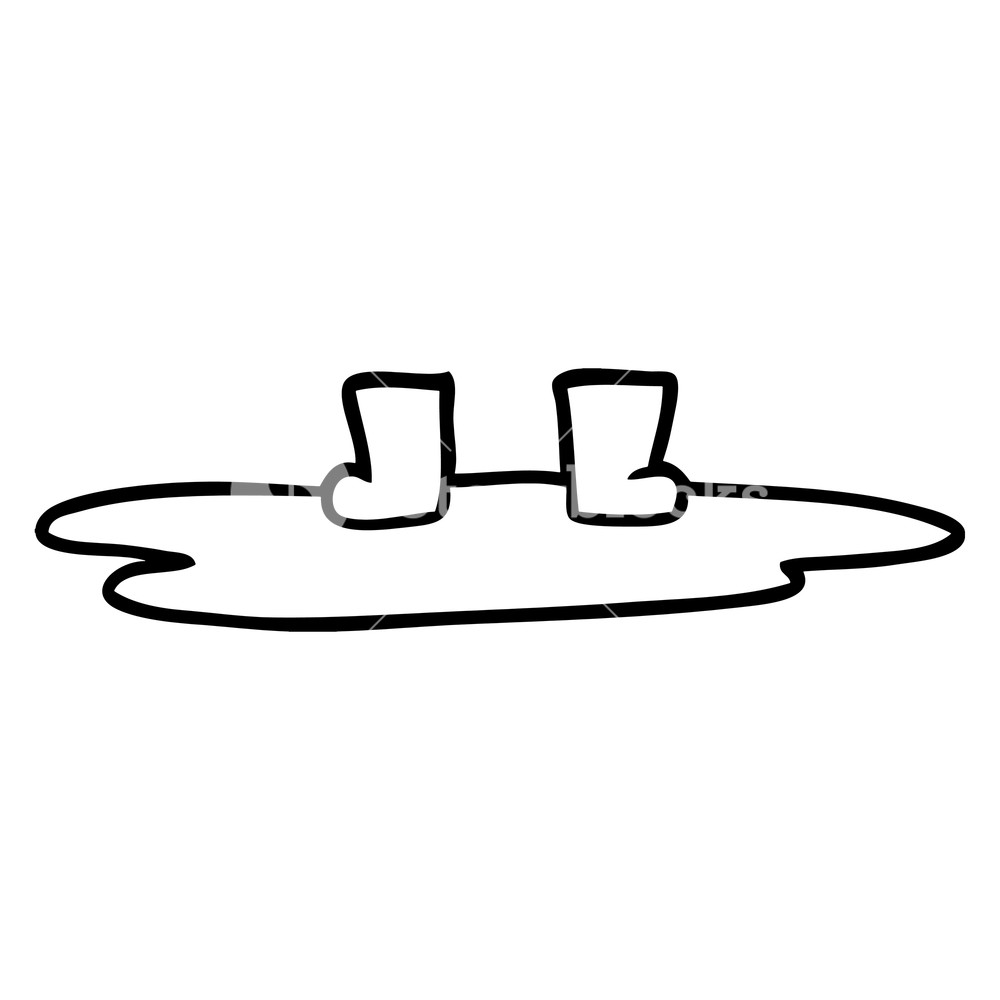 1000x1000 cartoon wellington boots in puddle royalty free stock image