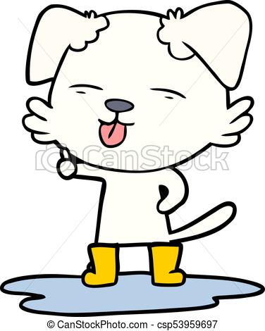376x470 Cartoon Dog Sticking Out Tongue In Puddle Vectors