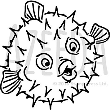 355x355 Azeeda Large 'puffer Fish' Wall Stencil Template