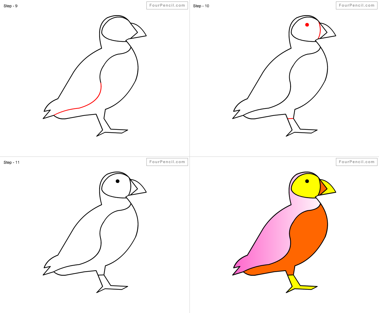 1250x1032 How To Draw Puffin For Kids Step